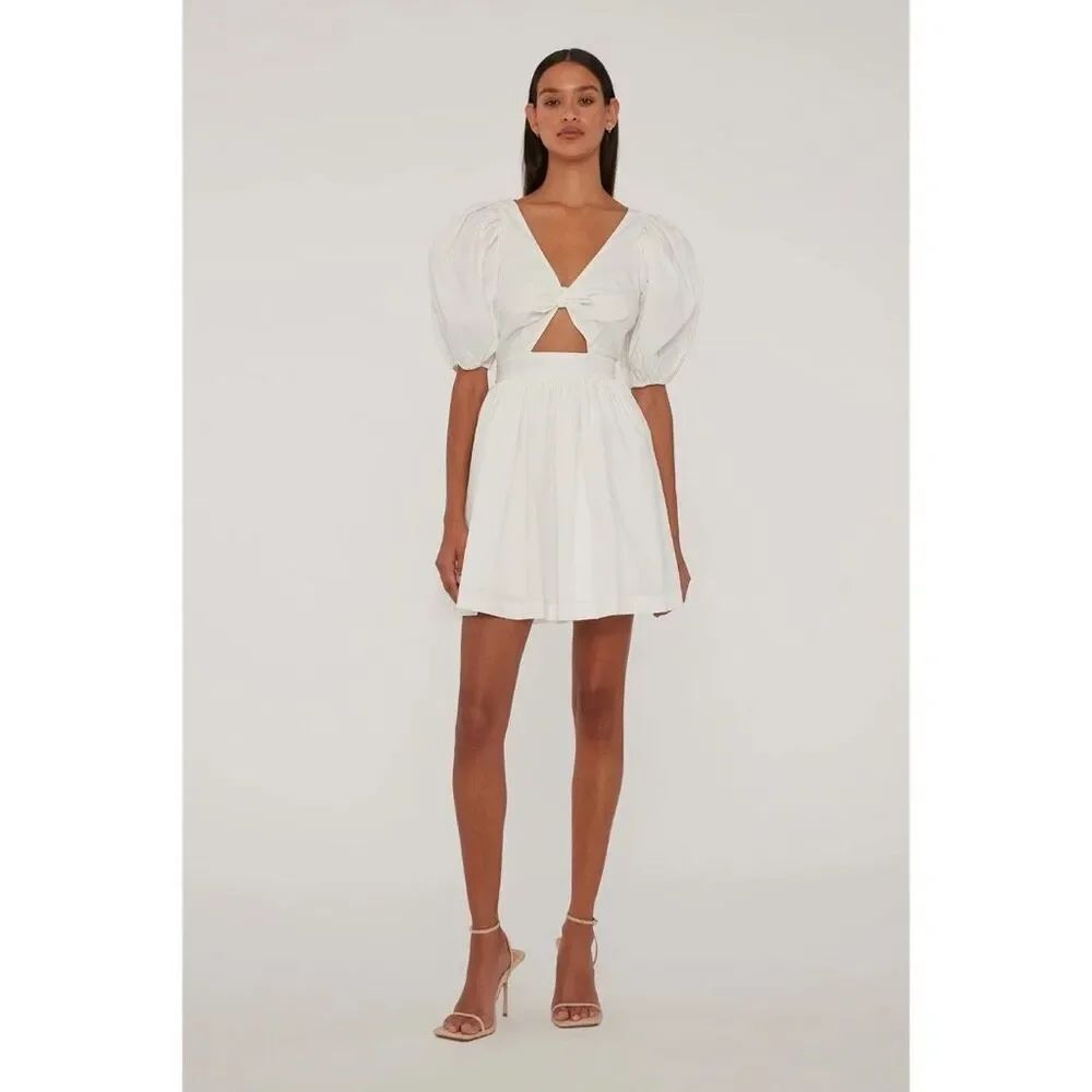 ✨Rotate Birger Christensen Puff Sleeve Mini White Sz 4 Dress✨